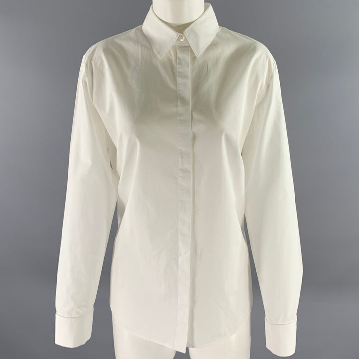 THE ROW Size 12 White Cotton Dress Shirt