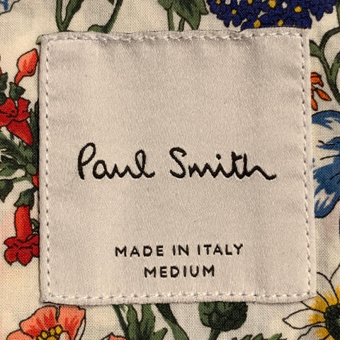 PAUL SMITH Size M White Multi Color Floral Cotton Long Sleeve Shirt