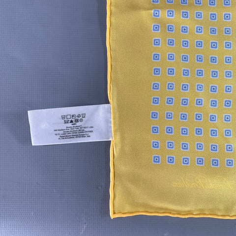 BROOKS BROTHERS Yellow Blue Geometric Silk Pocket Square