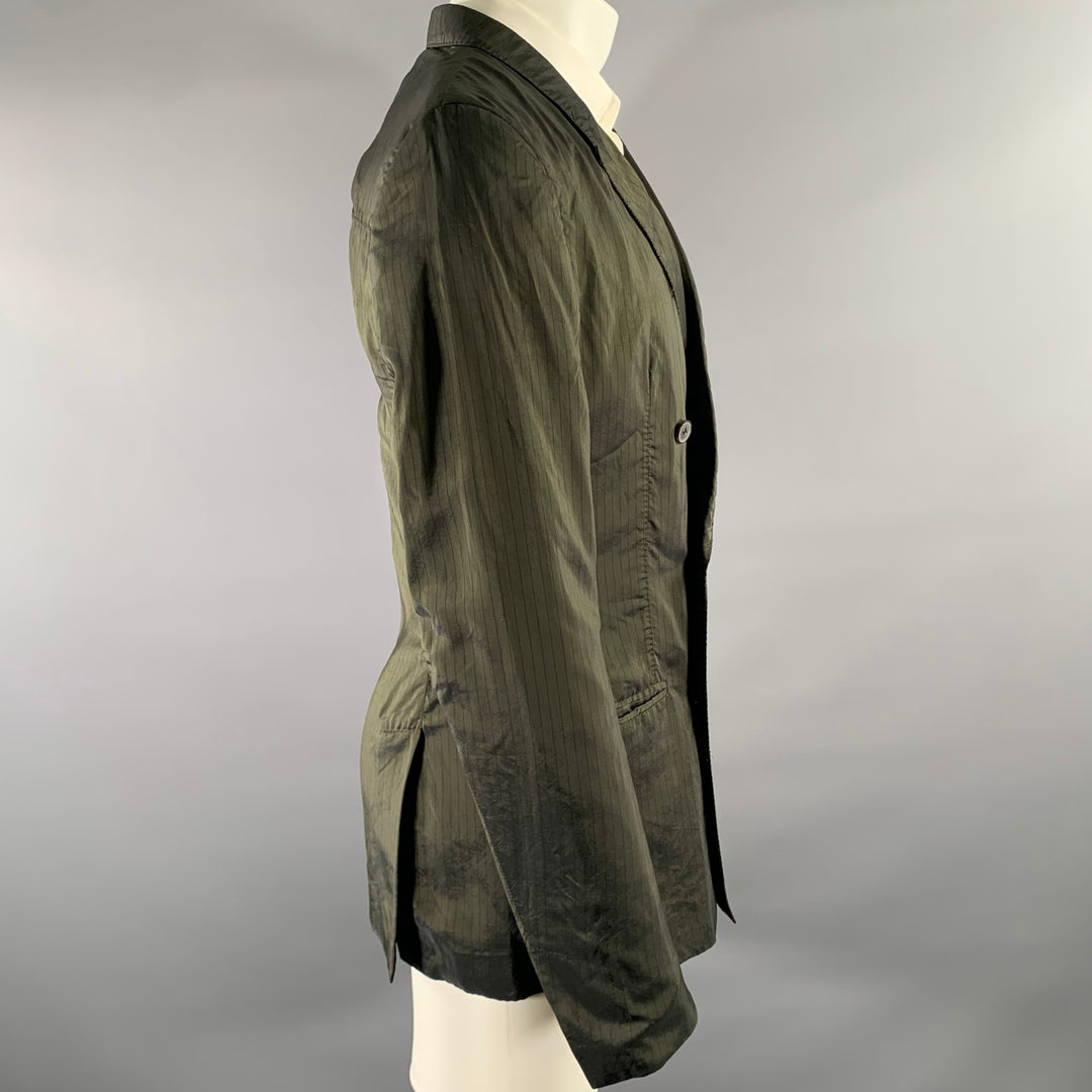 HAIDER ACKERMANN Size 38 Green Olive Pinstripe Viscose Blend Jacket