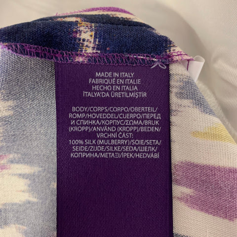 RALPH LAUREN Size 6 Purple Navy Mulberry Silk Ikat Bermuda Shorts