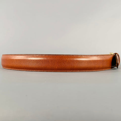 COLE HAAN Size 36 Brown Saffiano Leather Belt