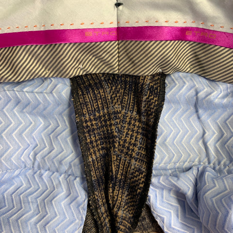 ETRO Size 30 Black Beige Plaid Cotton Wool Pleated Zip Fly Casual Pants