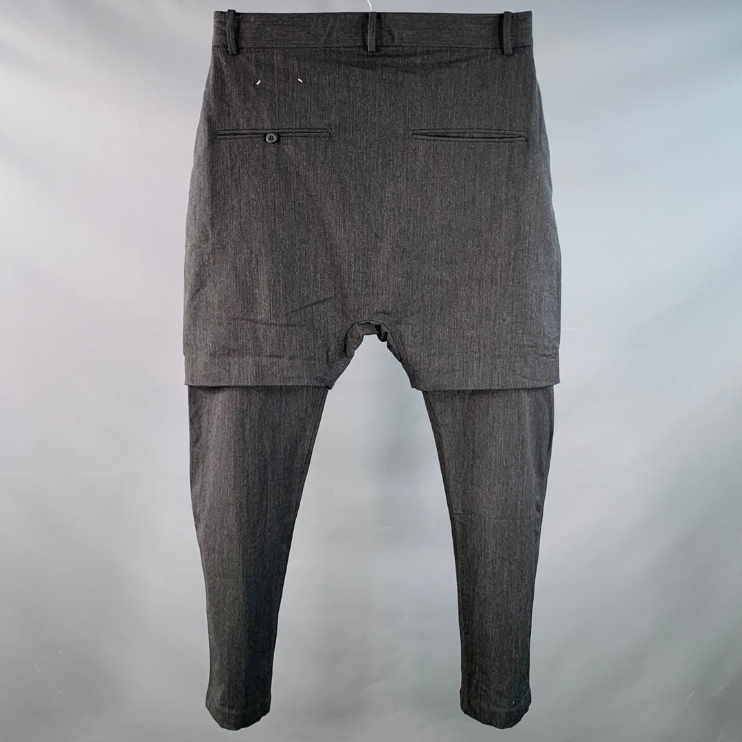 CH. Size 32 Charcoal Grey Wool Blend Twill Layered Button Fly Casual Pants