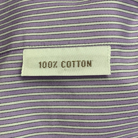 BRIONI Size XL Purple White Stripe Cotton Curved Cutaway Long Sleeve Shirt