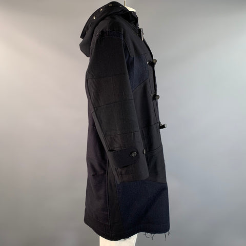 REBUILD by NEEDLES Size L Navy Textured Wool Nylon Cowl hood Coat