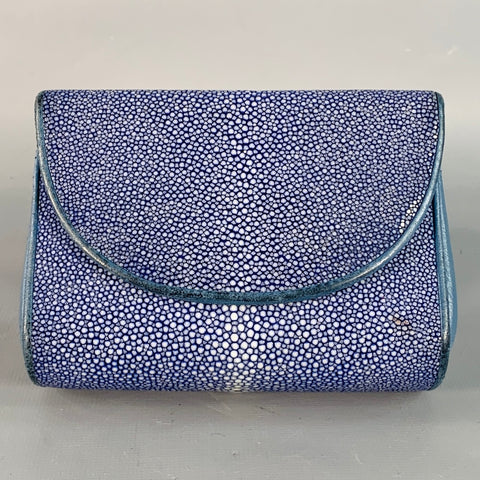 Porte-monnaie vintage en cuir de raie bleu et blanc