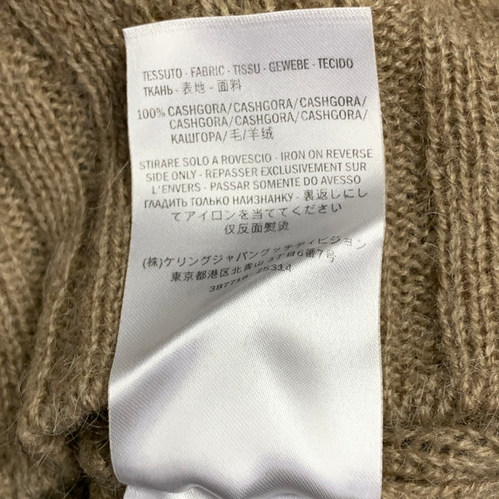 GUCCI Size L Tan Cable Knit Cashgora Crew Neck Sweater