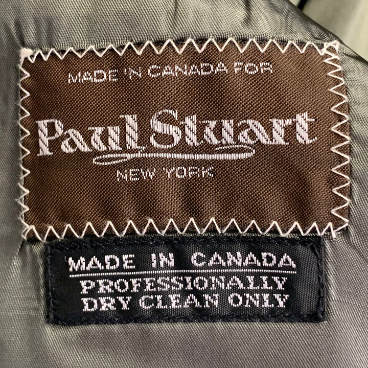 PAUL STUART Size 38 Regular Black Wool Notch Lapel 3 Piece Tuxedo