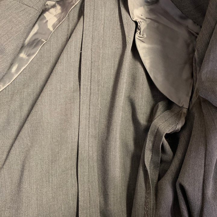 AKRIS Size 10 Grey Charcoal Wool Twill Peak Lapel Jacket Blazer