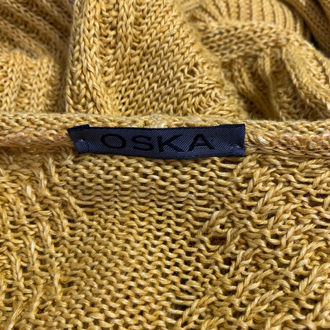 OSKA Size S Yellow Linen Long Sleeve Pullover