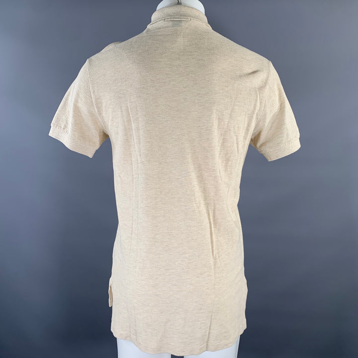RALPH LAUREN Size S Khaki Logo Cotton Ribbed Polo