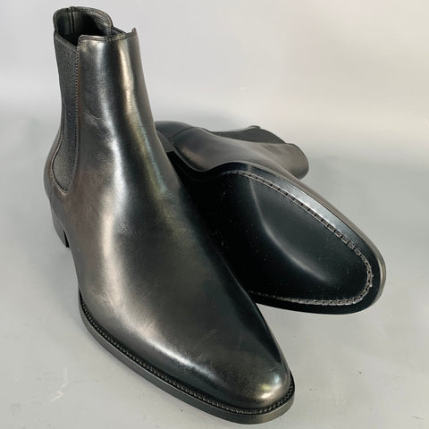 SAINT LAURENT Size 11.5 Black Leather Ankle Chelsea Boots