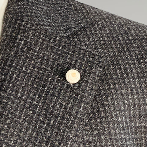 LUIGI BIANCHI Size 40 Regular Grey Charcoal Checkered Notch Lapel Sport Coat