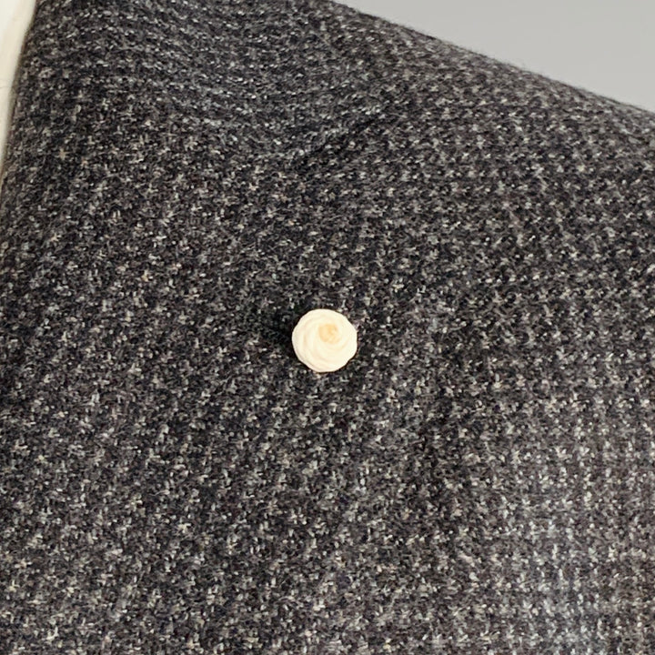 LUIGI BIANCHI Size 40 Regular Grey Charcoal Checkered Notch Lapel Sport Coat