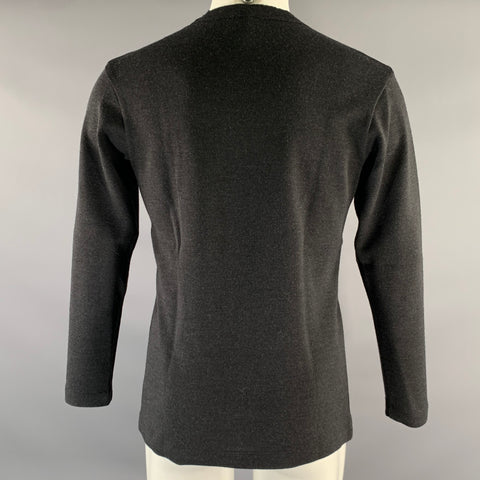 DANIEL CLEARY Size M Grey Charcoal Knit Raw Edge Crew Neck Sweater