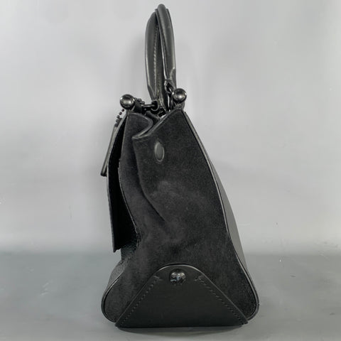 COACH Black B1781-38389 Suede Leather Handbag & Leather Goods