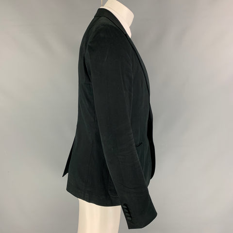 DOLCE & GABBANA Veste de sport en coton mélangé noir à revers cranté, taille 40