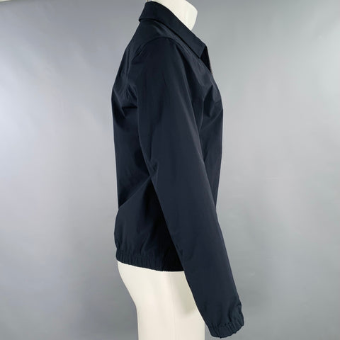 THEORY Size S Brody Navy Nylon Blend Zip Up Jacket