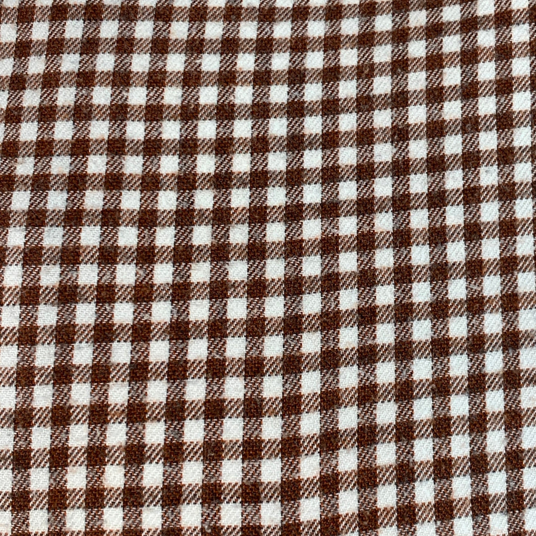 LORO PIANA Size L Brown White Gingham Cotton One Pocket Long Sleeve Shirt