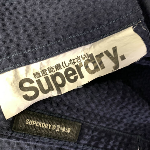 SUPERDRY STUDIOS Size L Navy Textured Button Down Long Sleeve Shirt