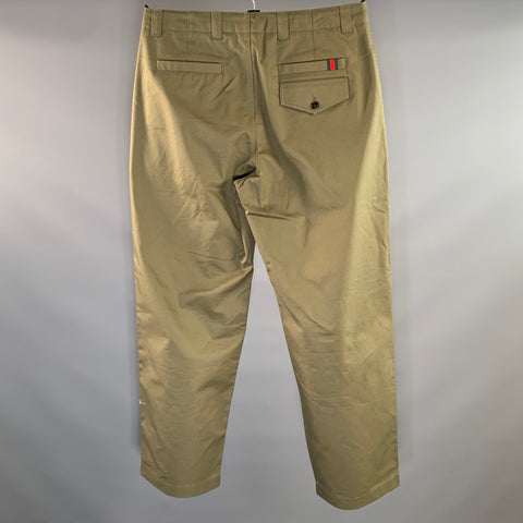 GUCCI Size 34 Green Olive Cotton Zip Fly Casual Pants