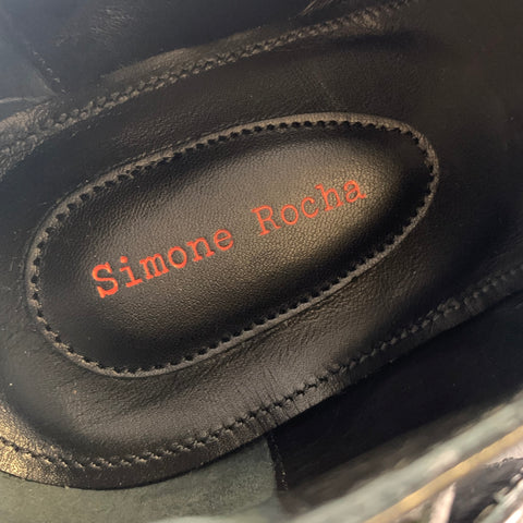 SIMONE ROCHA Size 9 Black Leather Belted Lace Up Shoes