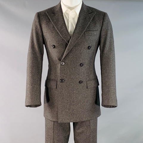 POLO BY RALPH LAUREN Size 38 Regular Grey Virgin Wool Double Breasted Peak Lapel Suit