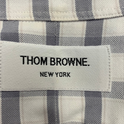 THOM BROWNE Size S Grey White Oxford Checkered Cotton Long Sleeve Shirt