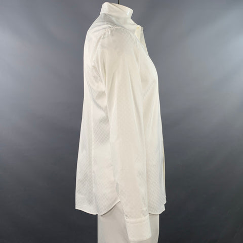 SALVATORE FERRAGAMO Size L White Circles Jacquard Derby Fit Long Sleeve Shirt