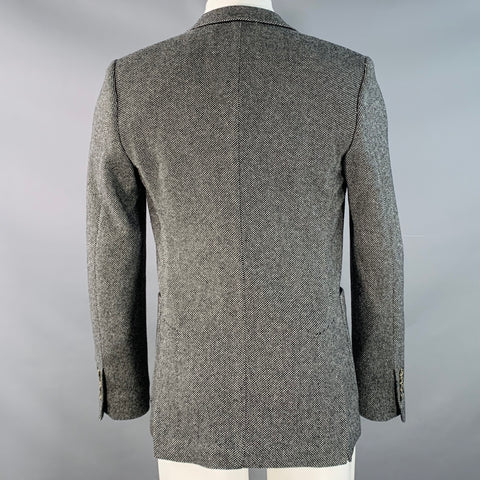AMI by ALEXANDRE MATTIUSSI Size 36 Black Grey Woven Wool Blend Notch Lapel Sport Coat