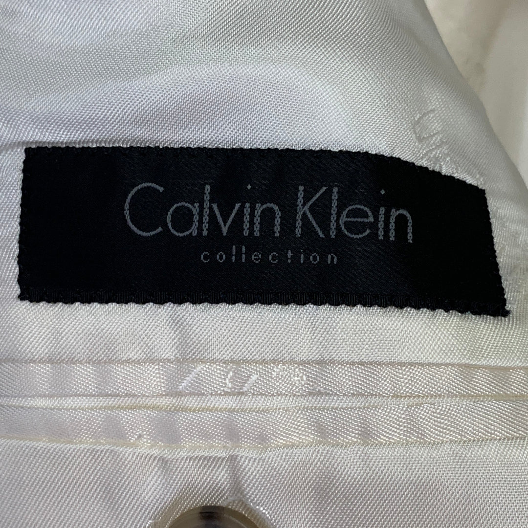 CALVIN KLEIN COLLECTION Size 38 Cream Cotton Blend Notch Lapel Sport Coat