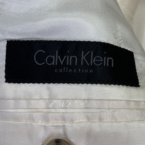 CALVIN KLEIN COLLECTION Blazer sport en mélange de coton crème, taille 38, revers cranté