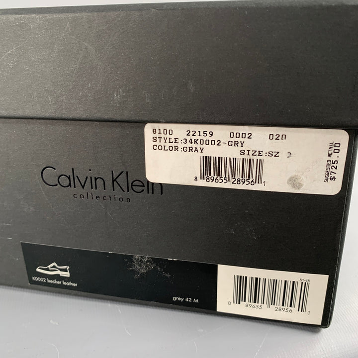 CALVIN KLEIN COLLECTION Size 9 Grey Leather Lace-Up Shoes