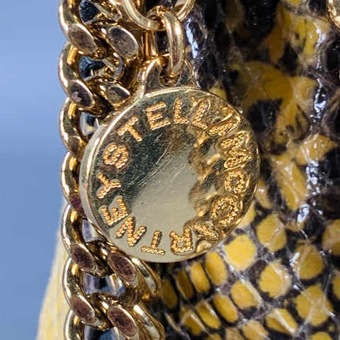 STELLA McCARTNEY Falabella Yellow Black Gold Chain Snake Embossed Handbag