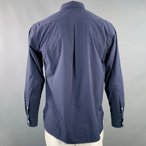 GOLDWIN Size L Navy Polyester One Pocket Snaps Long Sleeve Shirt