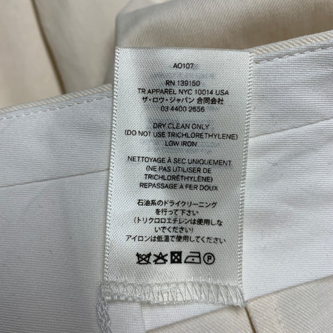 THE ROW Size 0 Cream Cotton Linen Pleated Dress Pants
