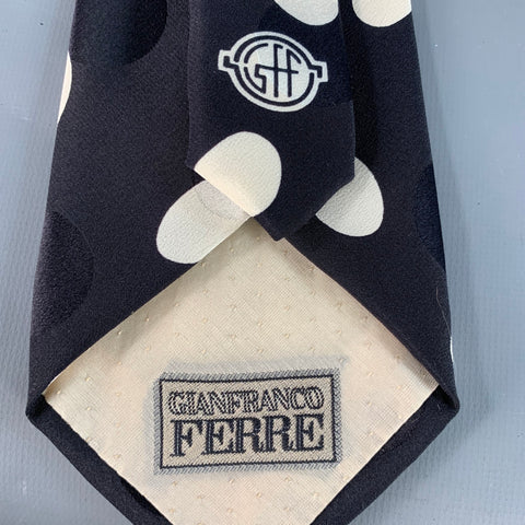 GIANFRANCO FERRE Size One Size Black White Dots Silk Tie