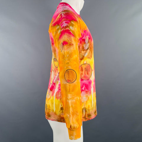 ADVISORY BOARD CRYSTALS Size S Orange Fuchsia Tie Dye Long Sleeve T-shirt