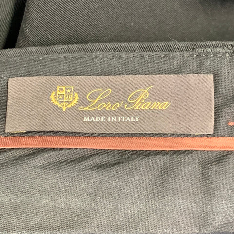 LORO PIANA Size 2 Black Virgin Wool Paper Pleated Wide Leg Dress Pants