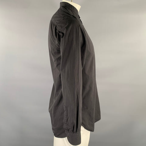 Chemise BARENA taille XL, noire en coton, à col officier et manches longues