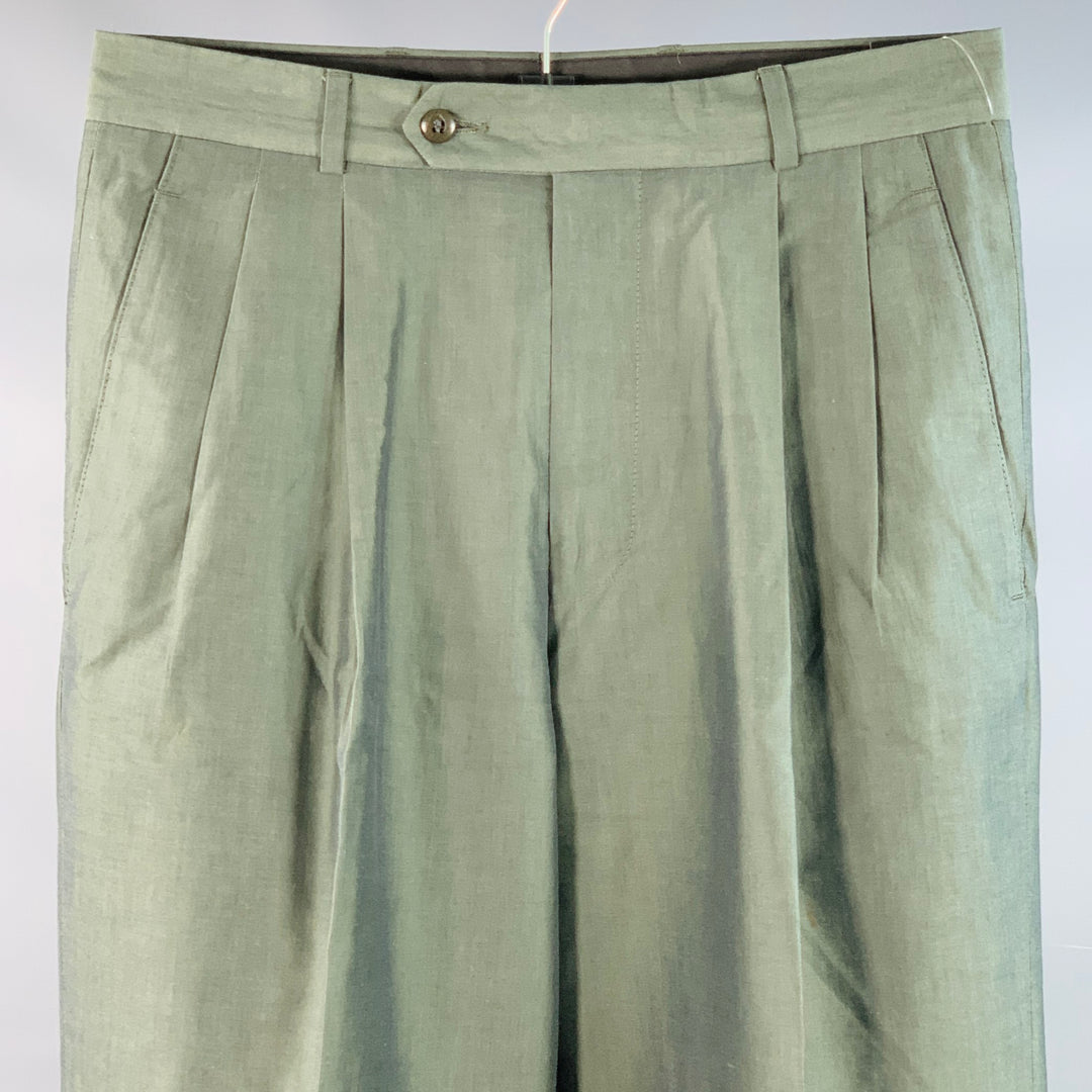 BOSS by HUGO BOSS Size 32 Green Iridescent Cotton Pleated Zip Fly Dres –  Sui Generis Designer Consignment