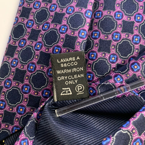 ERMENEGILDO ZEGNA  One Size Purple Navy Silk Tie