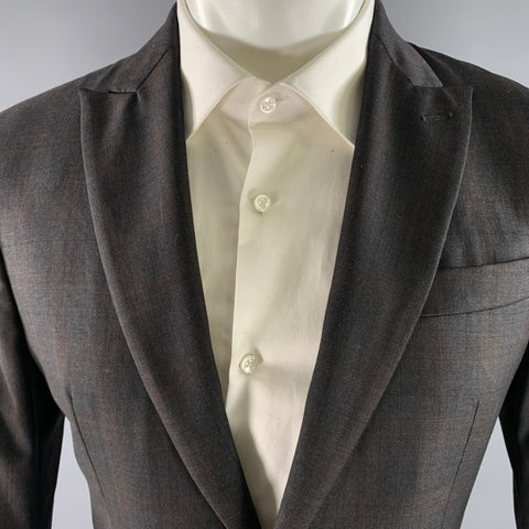 DSQUARED2 Size 38 Grey Brown Plaid Wool Peak Lapel Sport Coat
