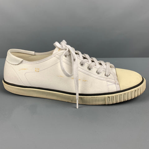 CELINE Size 8 White Black Canvas Sneakers