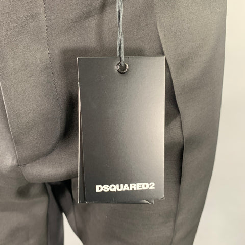 DSQUARED2 Size 38 Black Wool Silk Peak Lapel Suit