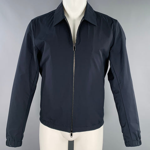 THEORY Size S Brody Navy Nylon Blend Zip Up Jacket
