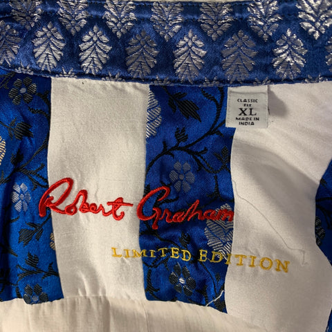 ROBERT GRAHAM Size XL Cream Bedded Tuxedo Cotton Long Sleeve Shirt
