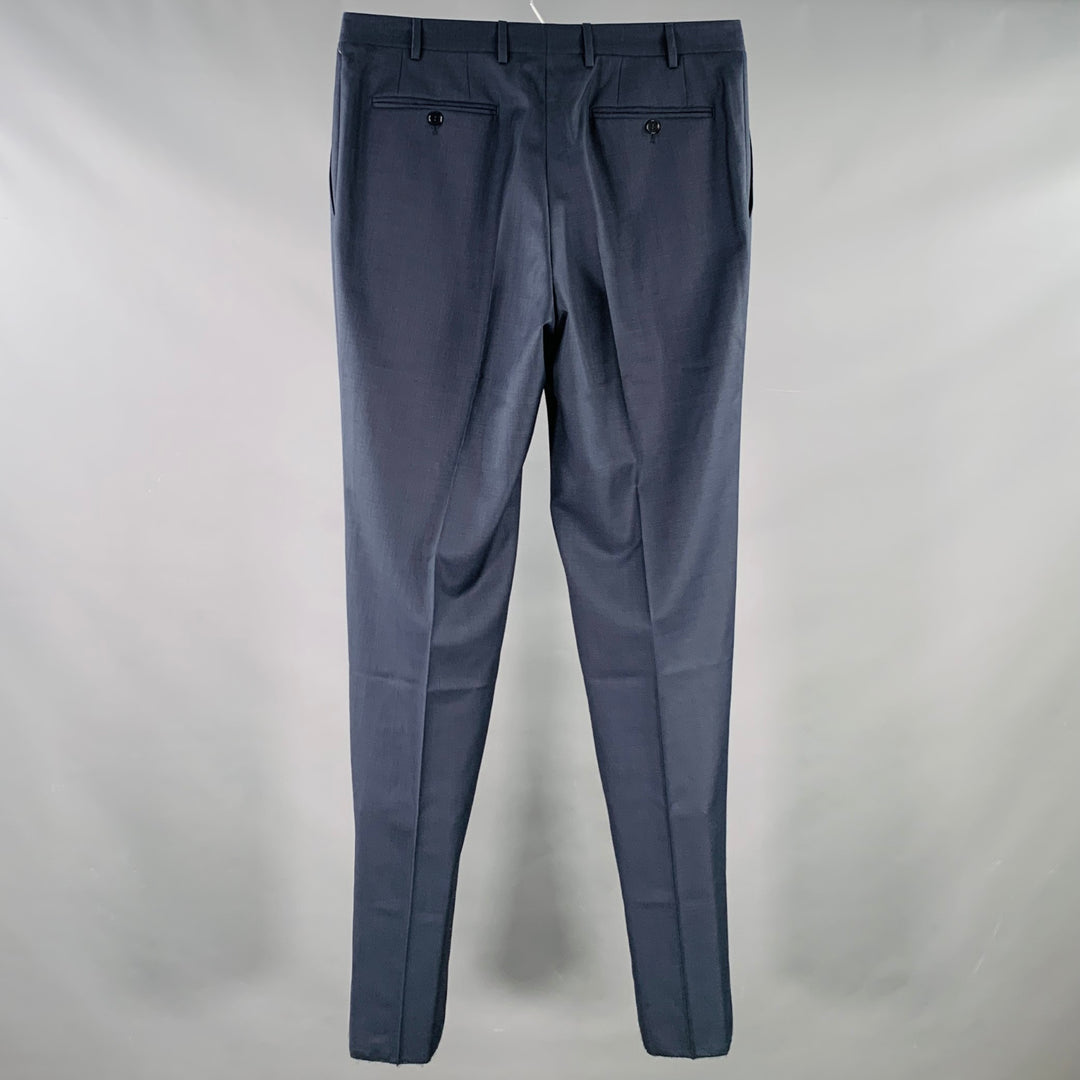 CANALI Size 34 Navy Wool Flat Front Dress Pants