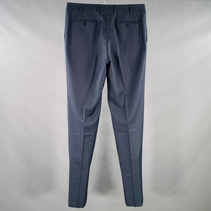 CANALI Size 34 Navy Wool Flat Front Dress Pants